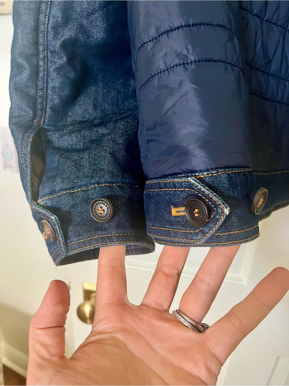 Waterville Italy Luxury Hybrid Denim Quilted Jacket Sz IT 56 US Large - Picture 9 of 9